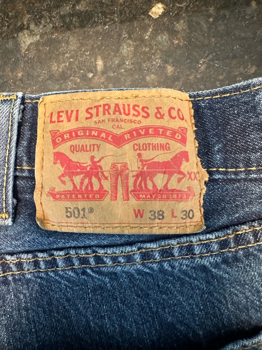 Levi's Men's Straight Blue Denim Jeans with Tan Patch